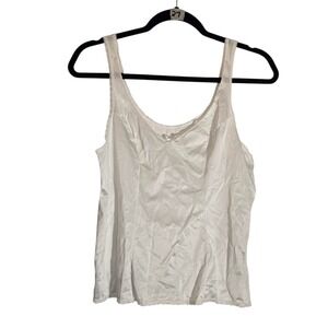 Vassarette White Lace Trim Camisole Slip Tank Top Womens Size S